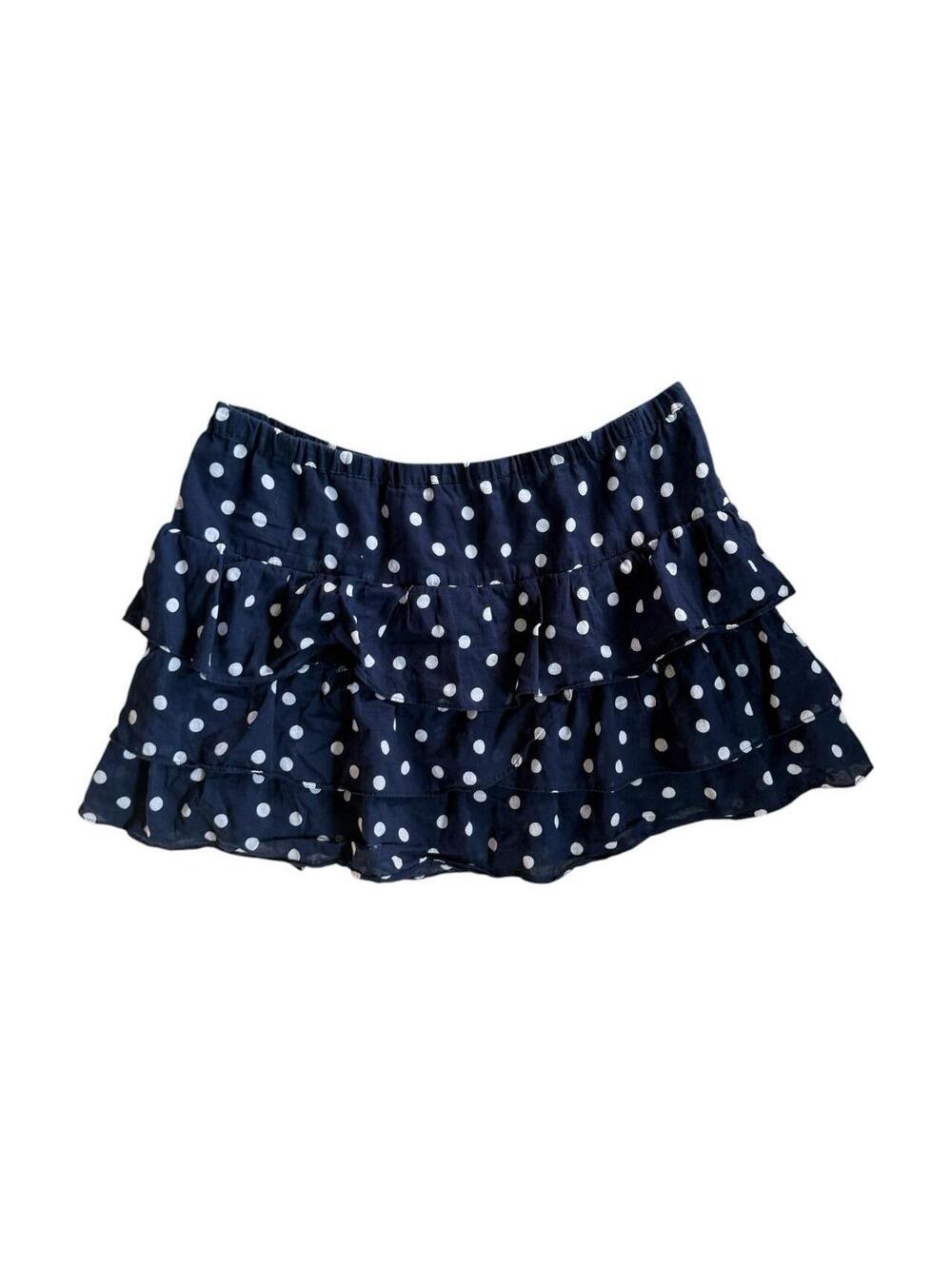 Vintage Y2K Navy Blue/White Polka Dot Mini Skirt
